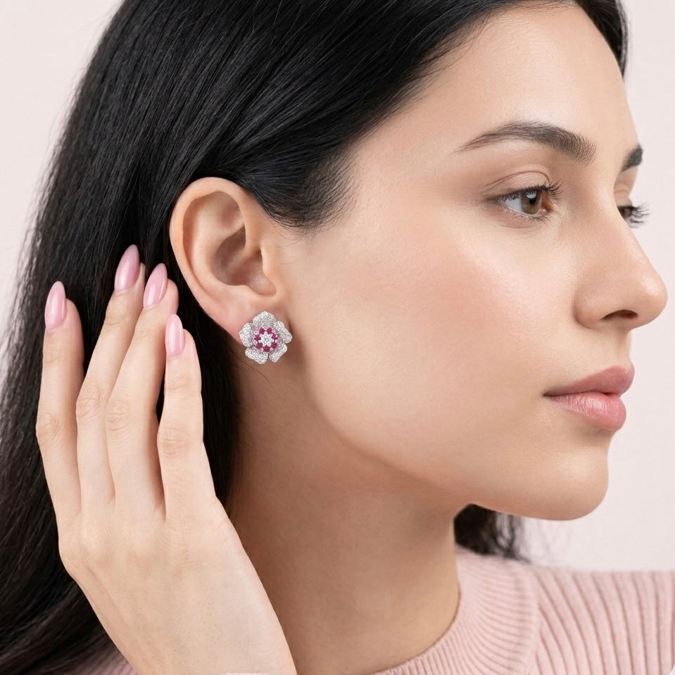Pink Bloom CZ pair