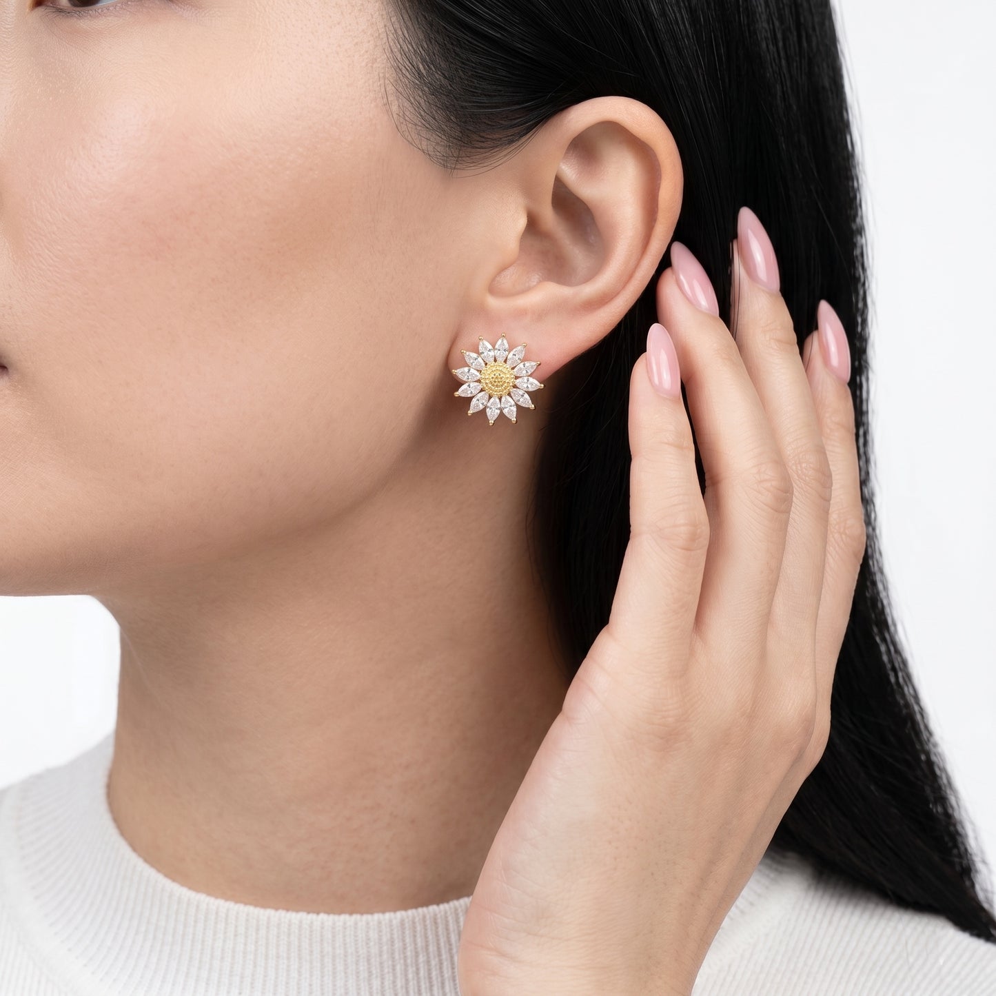 Amber Bloom CZ Studs