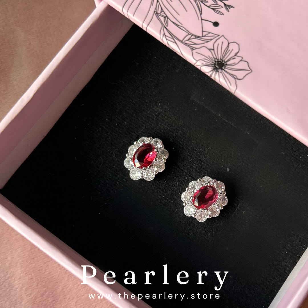 Celeste Crimson Studs