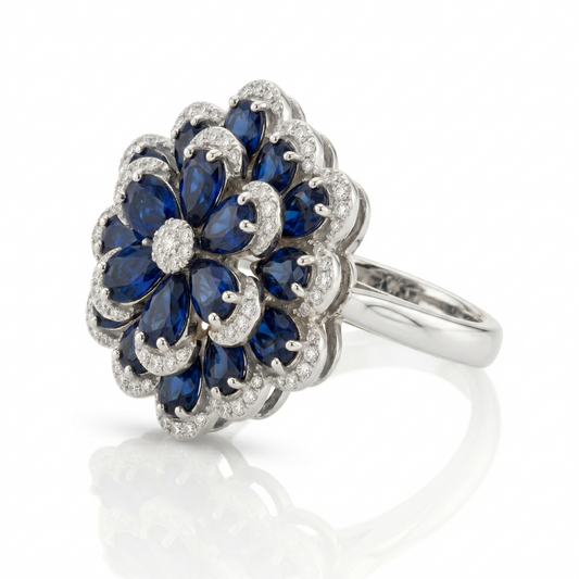 Aurelia Bloom Ring - Blue