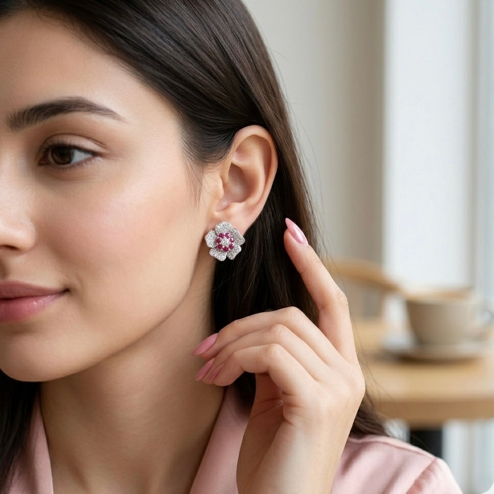Pink Bloom CZ pair