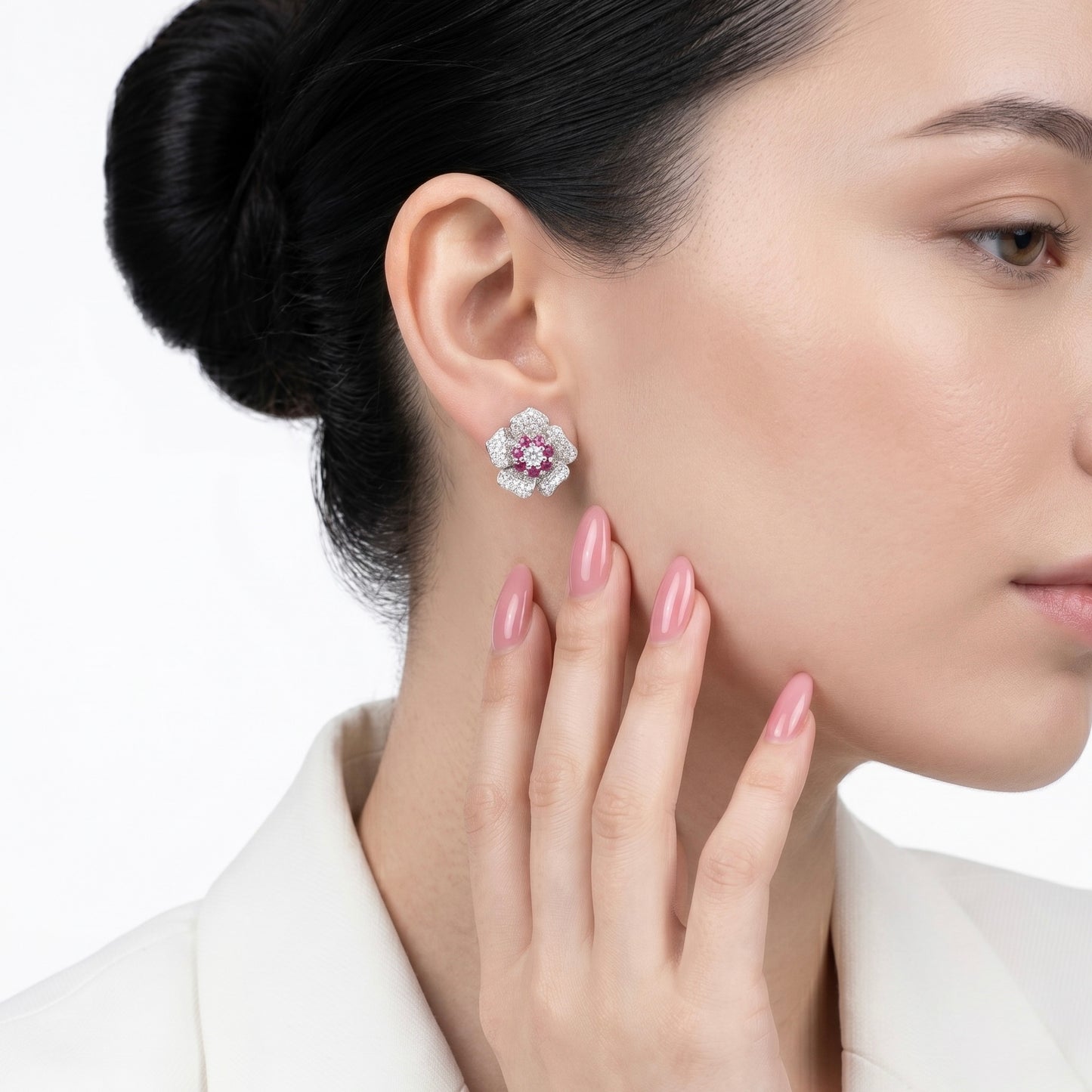 Pink Bloom CZ pair