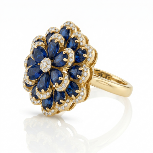 Alara Bloom Ring - Blue