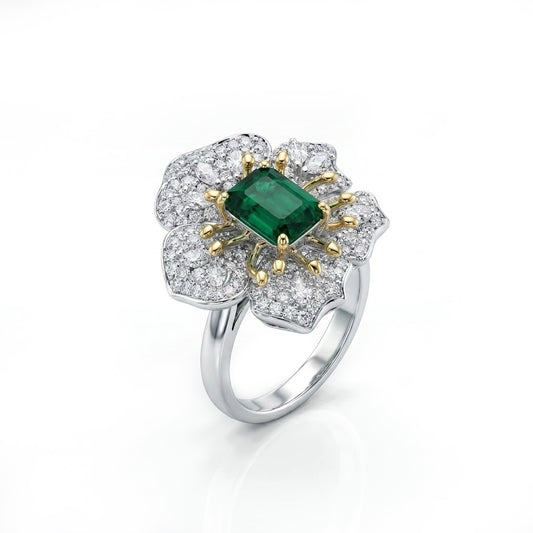 Sage Petal CZ Ring
