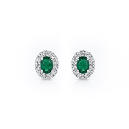 Teal CZ Oval Studs