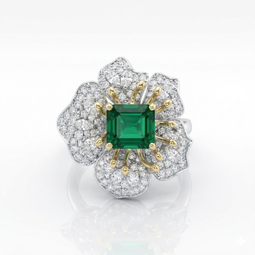 Sage Petal CZ Ring